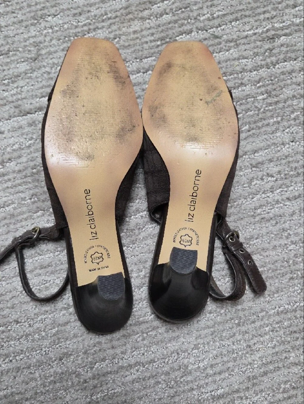 Liz Claiborne Dark Brown Fabric Slingback Heels